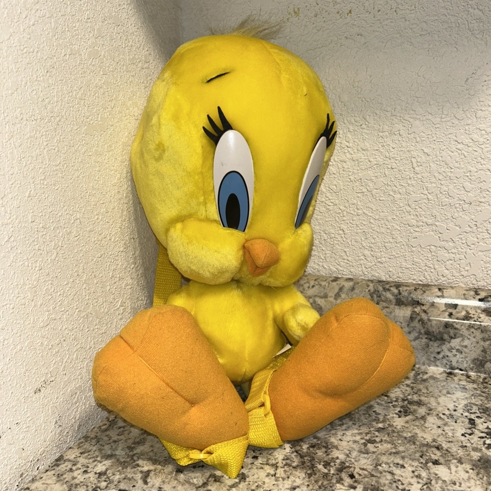 Vintage 1997 Warner Bros Jaclyn 14" Tweety‎ Bird Plush Backpack Looney Tunes P1
